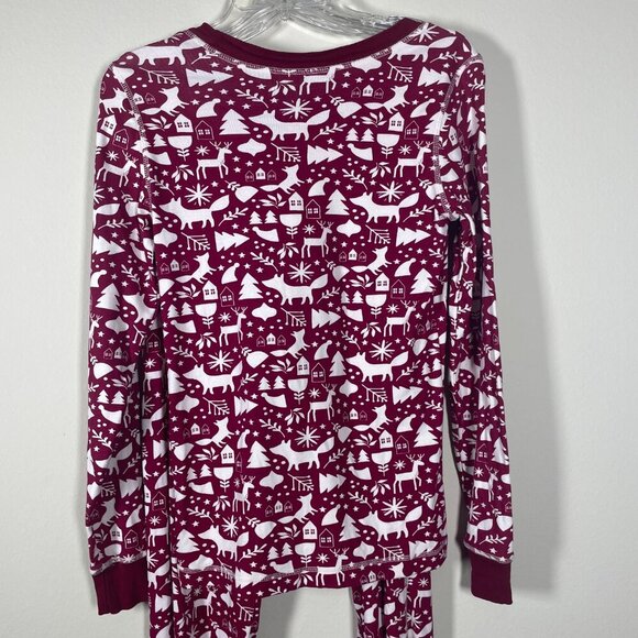 Pact Organic Cotton Men/Women Whimsical Holiday Pajamas Set Size Small Red White - Picture 8 of 8